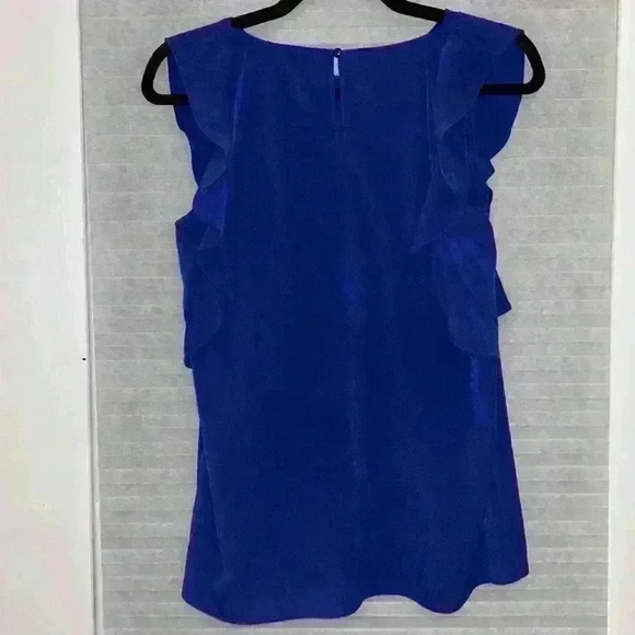 Juicy Couture Royal Blue sleeveless top with ruffles keyhole back sz  medium - Picture 3 of 3